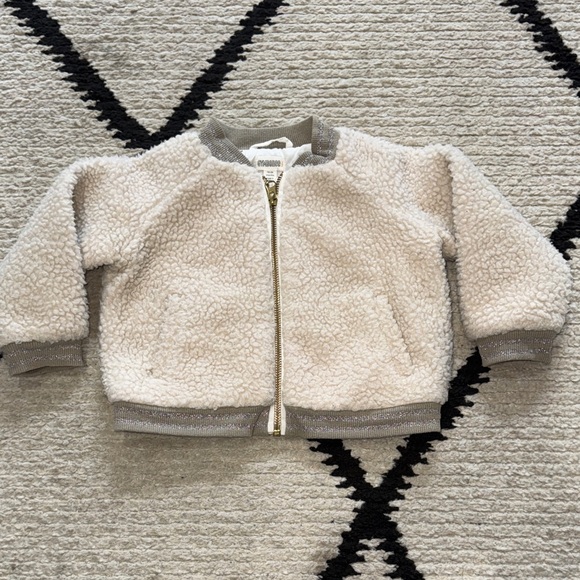 Gymboree infant girl zip Sherpa crew Jacket cream 18-24 mo - Picture 1 of 7